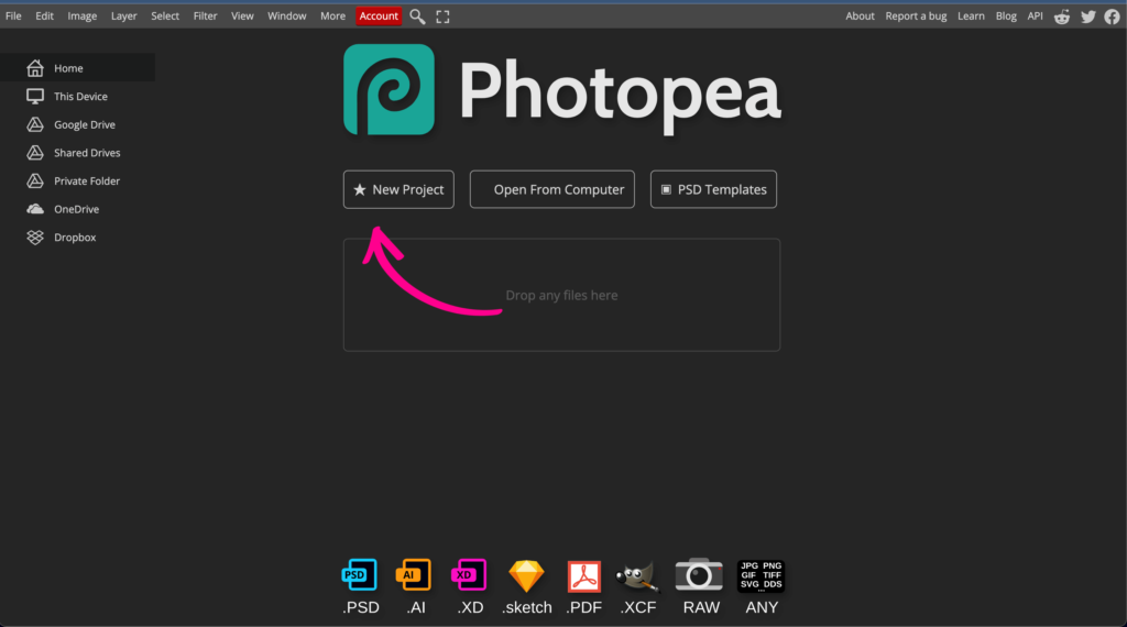 Photopea New Project