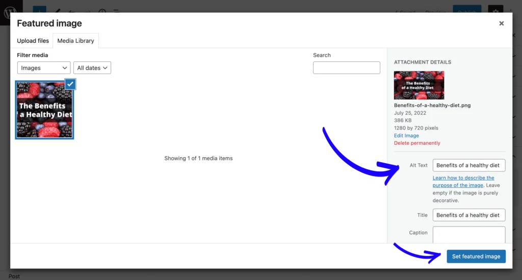 Upload Featured Image to WordPress